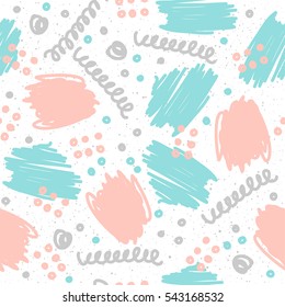 Doodle line seamless background. Grey, pink and blue line. Abstract line pattern for card, wallpaper, album, scrapbook, holiday wrapping paper, textile fabric, garment etc. 