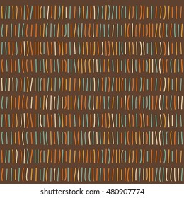 Doodle line seamless pattern background. Hand drawn abstract line isolated on brown cover for use in design card, invitation, book, album, poster, brochures, notebook etc. Coffee theme colors.