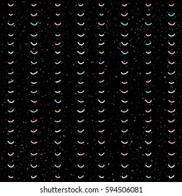 Doodle line seamless pattern background. Hand drawn line isolated on black for design card, textile fabric, holiday wrapping paper, garment, t-shirt, banner, placard, book, scrapbook.