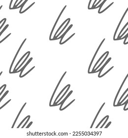 Doodle line stroke seamless pattern. Scribble spiral texture. White background and grey various line vector scribbles