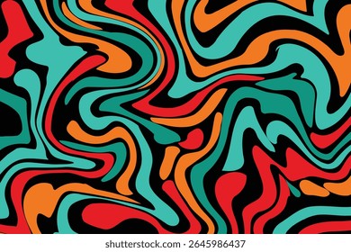 Doodle line style colorful abstract shapes set in vector graphic with fluid wave.