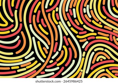 Doodle line style colorful vector graphic set with abstract fluid wave pattern.