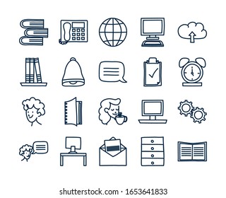 doodle line Stil Symbol Set Design, Ornament Sketch Art Zeichnung süße Idee kreative und dekorative Vektorillustration Illustration
