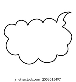 Doodle line text balloon. Speech bubble banners with empty talk, linear comic note design for banner message popup. Vector isolated icon on white background