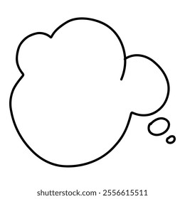 Doodle line text balloon. Speech bubble banners with empty talk, linear comic note design for banner message popup. Vector isolated icon on white background