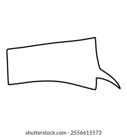 Doodle line text balloon. Speech bubble banners with empty talk, linear comic note design for banner message popup. Vector isolated icon on white background