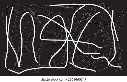 doodle line wallpaper, a scribbled image with white and gray textured black background