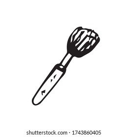 Doodle linear fluffy thick makeup brush. Vector illustration of a paintbrush. White background