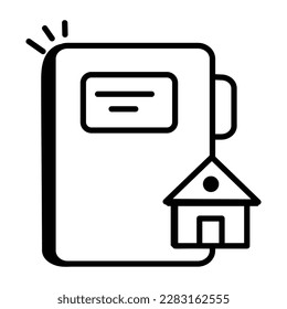 A doodle linear icon of home book 