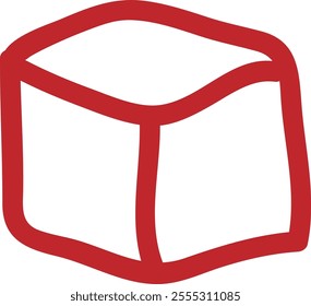 Doodle Lined Cube Vector Illustration