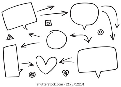 Líneas de dibujo, Flechas, círculos y curvas vectoriales. elementos de diseño dibujados a mano aislados en fondo blanco para infografía. ilustración vectorial.