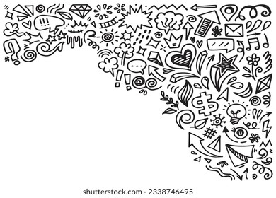 Doodle lines, Arrows, circles and curves vector.hand drawn design elements isolated on white background for infographic. vector illustration.