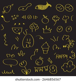 Doodle lines, Arrows, circles and curves vector.hand drawn design elements isolated on white background for infographic. vector illustration. 