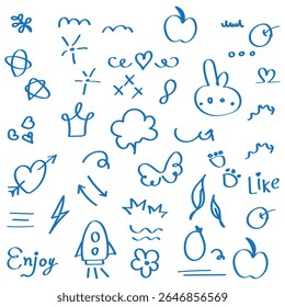 Doodle lines, Arrows, circles and curves vector.hand drawn design elements isolated on white background for infographic. vector illustration. 