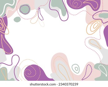 Doodle lines background on trend color, dots and geometric design frame