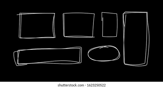 Doodle lines and curves vector. Set of simple doodle frames. Pencil effect collection. Doodle borders. Set of simple doodles.
