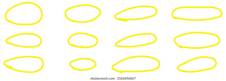 Doodle lines and curves vector.  simple doodle lines, curves, frames and spots. Pencil effect collection. Doodle borders.  Study focus, important underline, circle sketch. Vector illustration eps 10