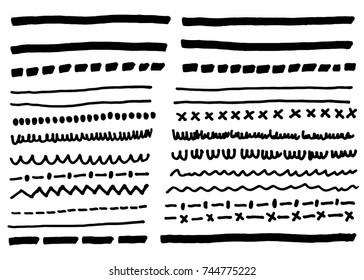 Línea de doodle, bocetos y bolígrafo de marcador.Ilustración vectorial
