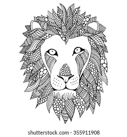 Doodle Lion Head Vector Illustration Black Stock Vector (Royalty Free ...