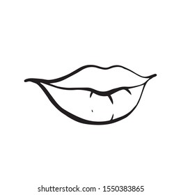 Doodle Lip Sketch Linear Illustration Stock Vector (Royalty Free ...