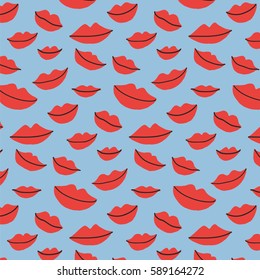 doodle lips vector pattern