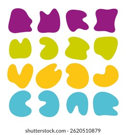 Faça doodle líquido abstrato formas blob, cor formas aleatórias orgânicas irregulares, silhueta fluida, vetor simples suave tinta mancha. Destaque para histórias de mídias sociais. Perfeito para branding, mídia social