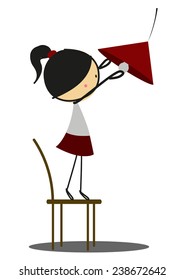 Doodle little girl child replace the lamp - Full Color