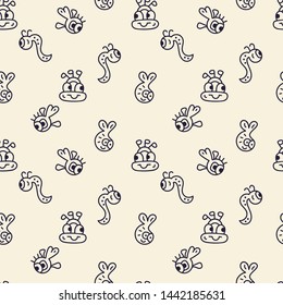 Doodle little monsters . Vector seamless pattern on white background