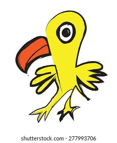 doodle little parrot, vector illustration