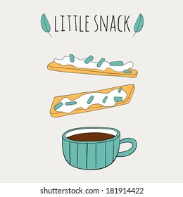 Doodle little snack. Vector kitchen illustration