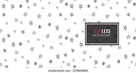 Doodle little stars seamless pattern. Black small star illustration in hand drawn hipster style.