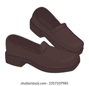 Doodle de zapatos más flojos. Clásico de dibujos animados del calzado de otoño. Ilustración vectorial contemporánea aislada en fondo blanco.