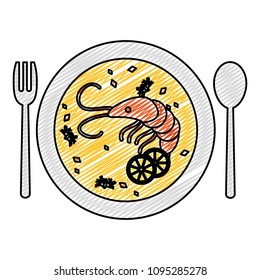 doodle lobster and vegetables soup food in the plate