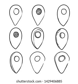 doodle location map pointer illustration vector set