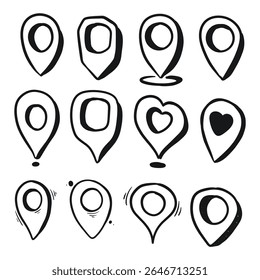 Doodle Location Pin Map Collection 