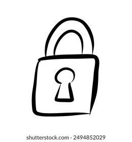 Doodle lock on white background. Hand drawn lock for web, site, banner, poster