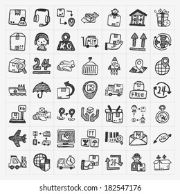 doodle logistics icons set