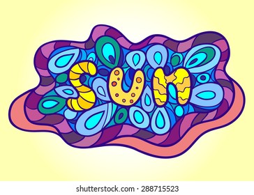 doodle logo letter sun. Summer illustrations drawn in a doodled style.