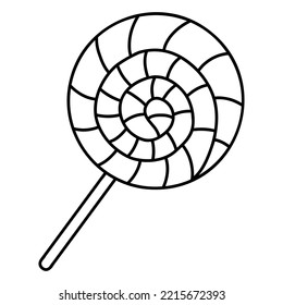 Doodle lollipop. Elemento de dibujo gráfico, ilustración de esbozo vectorial, dibujo de esquema negro para diseño web, icono, impresión, página de color