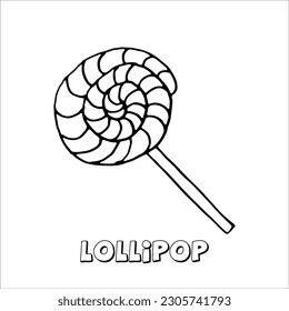 Doodle lollipop cartoon element vector sketch illustration black outline art for web design icon print coloring page