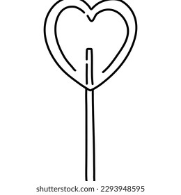 Doodle lollipop. Hand-drawn vector illustration. Sweet candy. Lollipop. Black isolated on white background. Hand drawn vector illustration