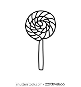 Doodle lollipop. Ilustración vectorial dibujada a mano. Dulces caramelos. Lollipop. Negro aislado sobre fondo blanco. Ilustración vectorial dibujada por mano