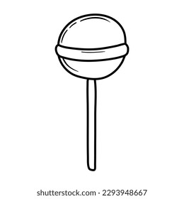 Doodle lollipop. Ilustración vectorial dibujada a mano. Dulces caramelos. Lollipop. Negro aislado sobre fondo blanco. Ilustración vectorial dibujada por mano