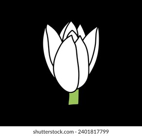 Doodle lotos flower with leaf clipart Hand drawn cartoon nature Vector stock illustration EPS 10