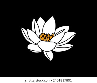 Doodle lotos flower with leaf clipart Hand drawn cartoon nature Vector stock illustration EPS 10