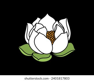 Doodle lotos flower with leaf clipart Hand drawn cartoon nature Vector stock illustration EPS 10