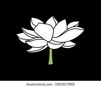 Doodle lotos flower with leaf clipart Hand drawn cartoon nature Vector stock illustration EPS 10