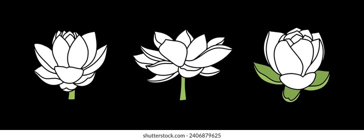 Doodle lotos rose flower with leaf clipart Hand drawn cartoon nature Vector stock illustration EPS 10