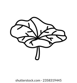 Doodle lotus leaf doodle hand drawn botanical illustration with line art style on white background.