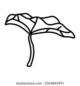 Doodle lotus leaf doodle hand drawn botanical illustration with line art style on white background.